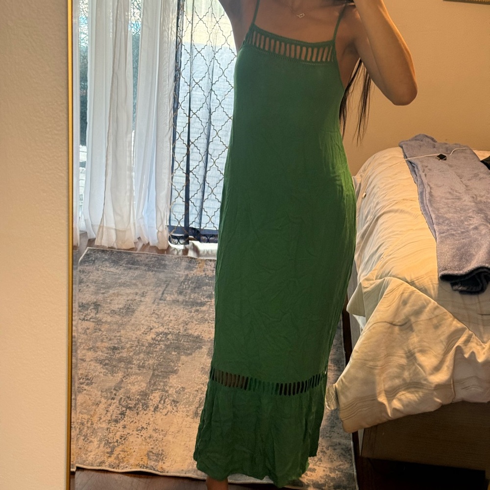 Green Maxi Dress with Cutout Details